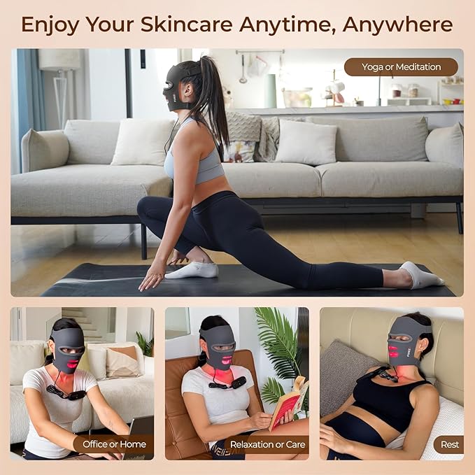 Red Light Therapy for Face Mask 460 LED with Anti-aging 4 Modes, 5000mAh Rechargeable Remote - Face Light Therapy Mask, Curved Soft Led Face Mask Makes Skin Glowing