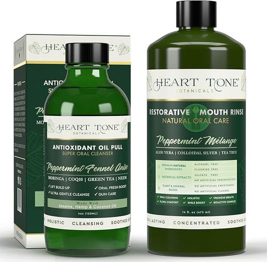 Oral Care Bundle – Oil Pulling & Nano Silver Mouthwash – Natural Teeth & Oral Support, Fresh Breath, Fluoride-Free, Alcohol-Free, USA Made – 2-Pack