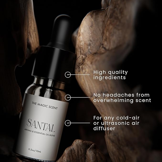 The Magic Scent Santal Diffuser Oil - Fragrance Scent - Cold-Air & Ultrasonic - Santal Essential Oil - Diffuser Oils Scents for Home - Sandalwood Oil - 0.3 fl oz, 10 mL