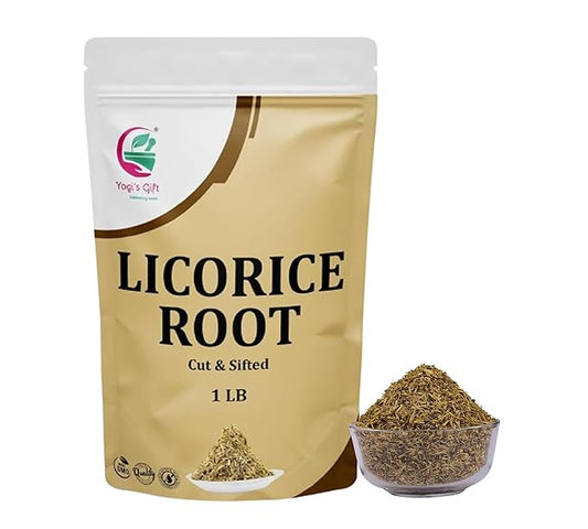Licorice Root 1 LB, Cut and Sifted, 100% Pure & Natural Dried Licorice Root, Premium Quality, Ideal for Tea, Herbal Blends, and Wellness Uses - By Yogi’s Gift®