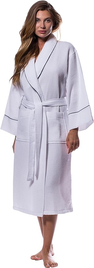 Turquaz Lightweight Full-Length Robes For Women Waffle Kimono Bathrobe - Soft, Fast-Drying, Long-Lasting Cotton Blend Unisex