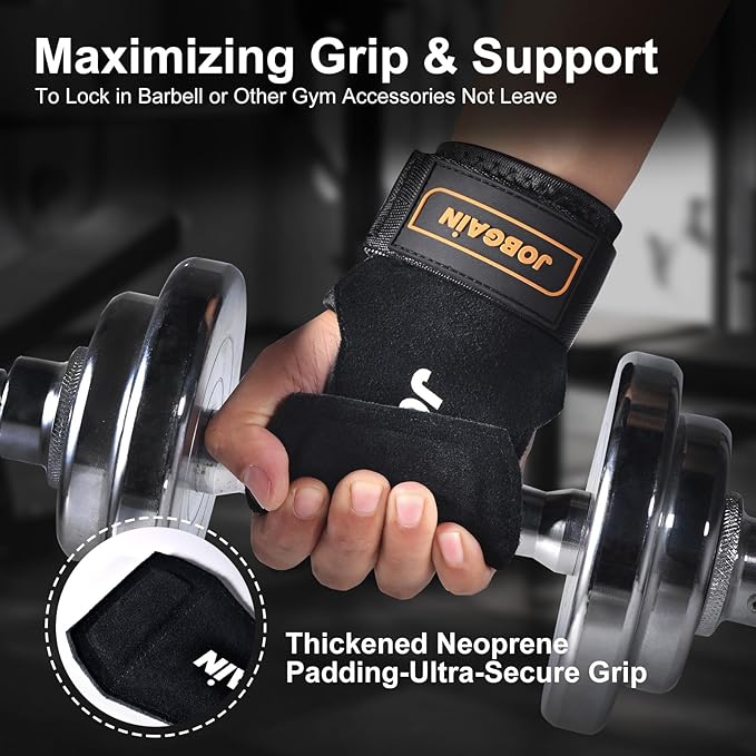 Weight Lifting Wrist Strap, Double Layer Leather Wrist Strap for Deadlift and Powerlifting, Adjustable Neoprene Padded Gym Workout Lifting Hooks