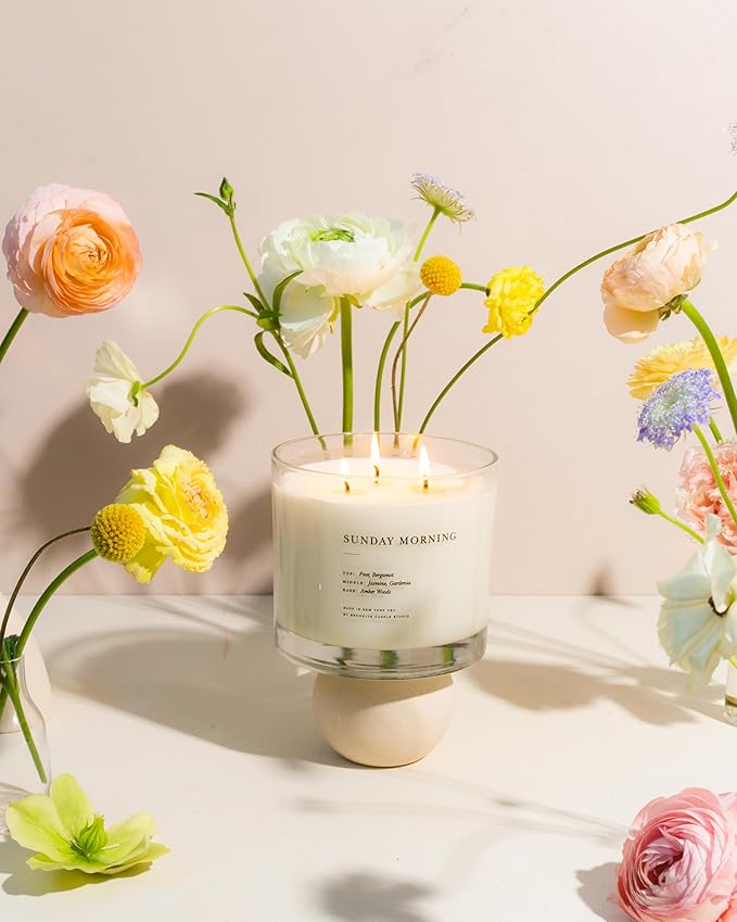 Brooklyn Candle Studio Sunday Morning XL 3 Wick Candle - Luxury Scented Candle, Vegan Soy Wax, Hand Poured in The USA, 100 Hour Slow Burn Time - 27oz