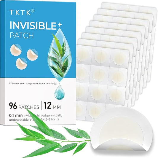 TKTK Pimple Patches, 12mm Invisible Acne Patches for Face with Salicylic Acid, 0.01cm Extra Thin Outer Edge, Hydrocolloid Zit Patch for Pustule, Whitehead, Cystic Acne Spot, 96 Count