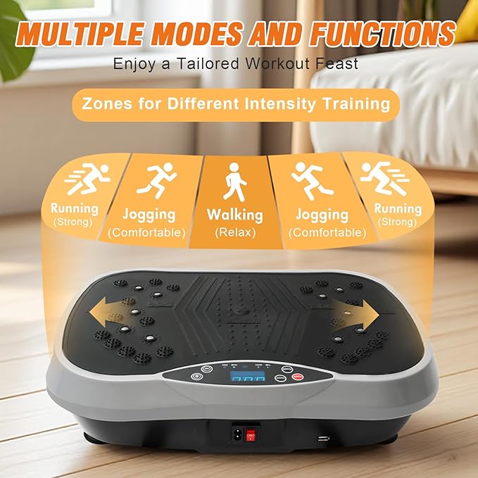 ALSO GO Vibration Plate Exercise Machine, 3 Workout Modes & 120-Level Vibration Platform for Weight Loss/Lymphatic Drainage, 400lbs Capacity Vibration Board with Resistance Bands for Full Body Workout
