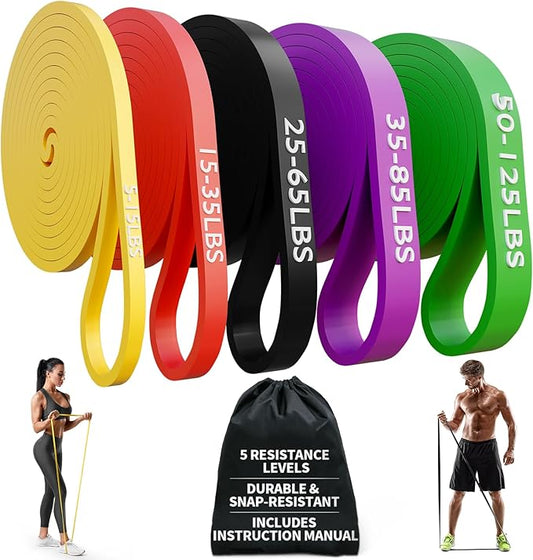 TOPOKO Resistance Bands Set of 5 – Pull Up Assistance Bands for Men & Women, Heavy Duty Workout Bands for Exercise, Strength Training, Stretching, Physical Therapy, Home & Gym