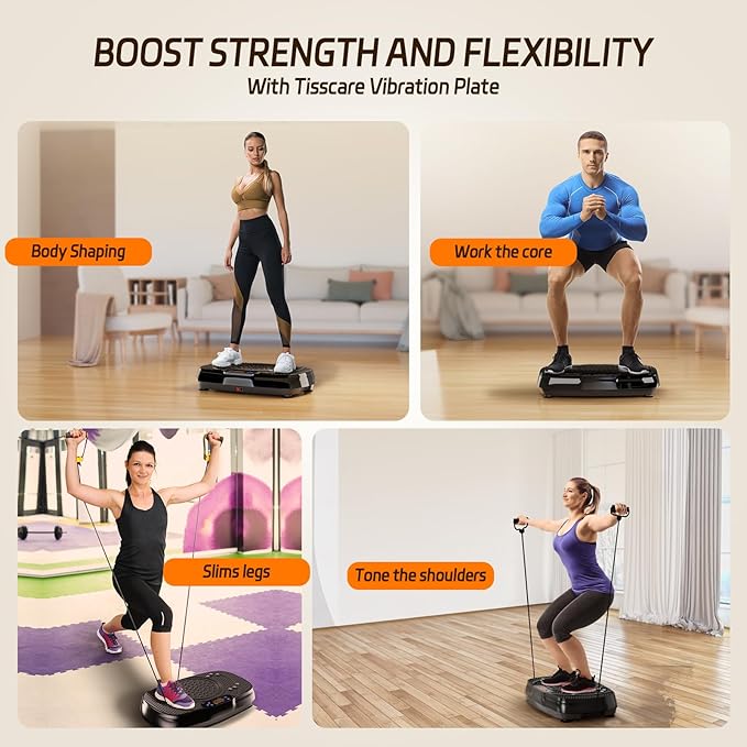 Vibration Plate Exercise Machine: TISSCARE Weight Loss and Lymphatic Drainage Vibrating Plates, Whole Body Workout Sculpting Platform for Home Fitness Fat Burner for Women Men