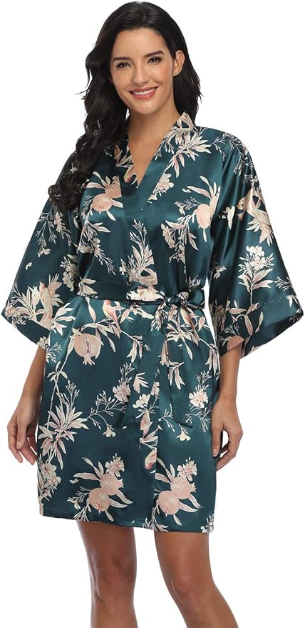 Women's Pure Short Silky Robes Bridesmaid Bride Party Satin Robes Sleepwear
