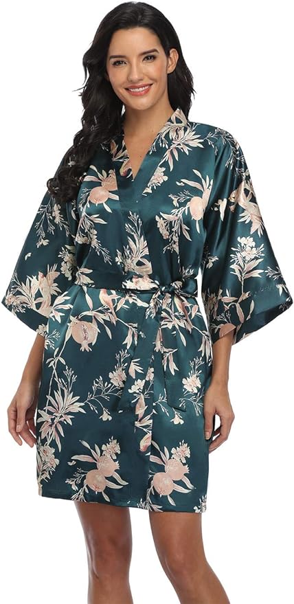 Women's Pure Short Silky Robes Bridesmaid Bride Party Satin Robes Sleepwear