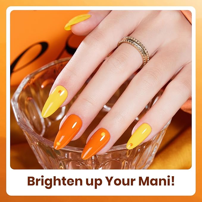 beetles Fall Orange Gel Polish Set, 6 Colors Red Yellow Orange Gel Nail Polish Set Twilight Warmth Collection Uv Gel Nail Art Manicure Gift for Women