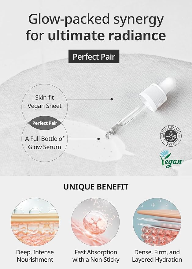 SNP Real Active Glutathione Ampoule Sheet Mask | Vegan Face Mask with Glutathione & Niacinamide | Revitalizing and Balancing for All Skin Types | Korean Face Masks Skincare | 10 Sheets