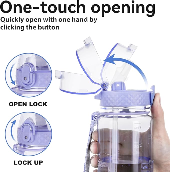 GOPPUS Clear Water Bottle With Straw 32oz Clear Sports Water Bottles Motivational with Time Marker Tritan BPA Free Clea Plastic Water Bottle Wide Mouth for Gym Travel Home School Office