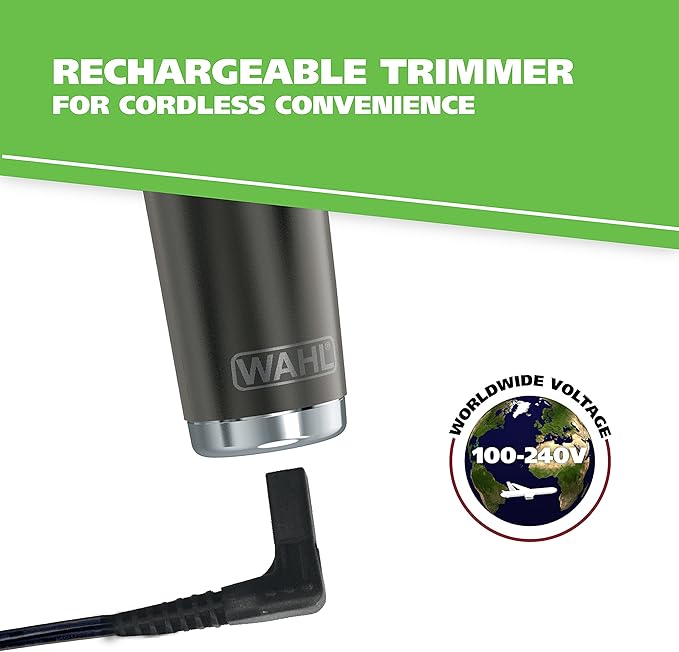 WAHL USA Stainless Steel Lithium Ion 2.0+ Slate Beard Trimmer for Men - Electric Shaver, Nose Ear Trimmer, Rechargeable All in One Men's Grooming Kit - Model 9864