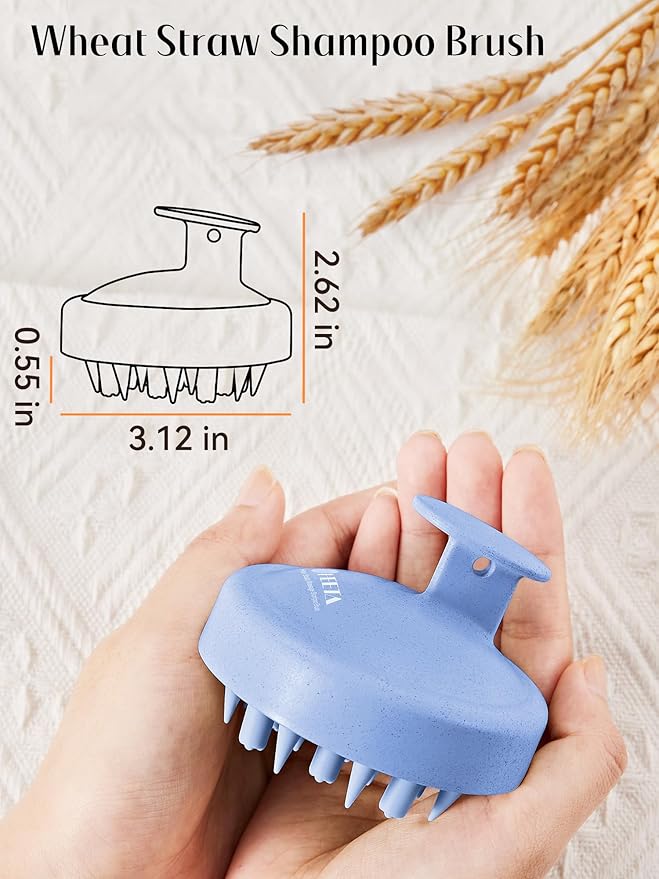 HEETA Hair Scalp Massager for Hair Growth, Shampoo Brush, Scalp Scrubber Exfoliator with Soft Silicone Bristles for Dandruff Removal to Relieve Stress, Wet Dry Use Updated Material, Blue