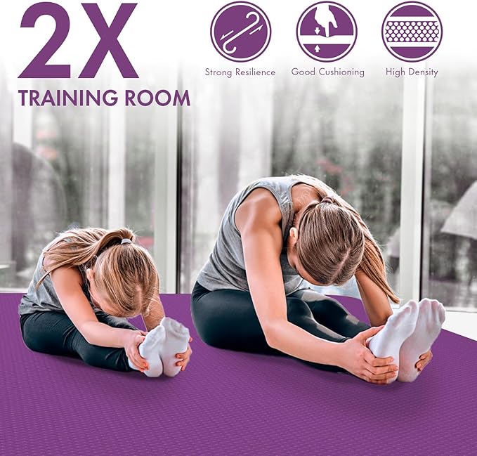 FrenzyBird Large Yoga Mat 6'x 4'（72”x 48”）—1/4" &1/3" Extra Wide Exercise Mat 183cm x 122cm Large Exercise Mat Big Home Yoga Mat Pilates Mat,Non Slip,Thick,TPE Workout Mat,for Women & Men, Yoga, Pilates, Gym and Floor Workouts Pilates