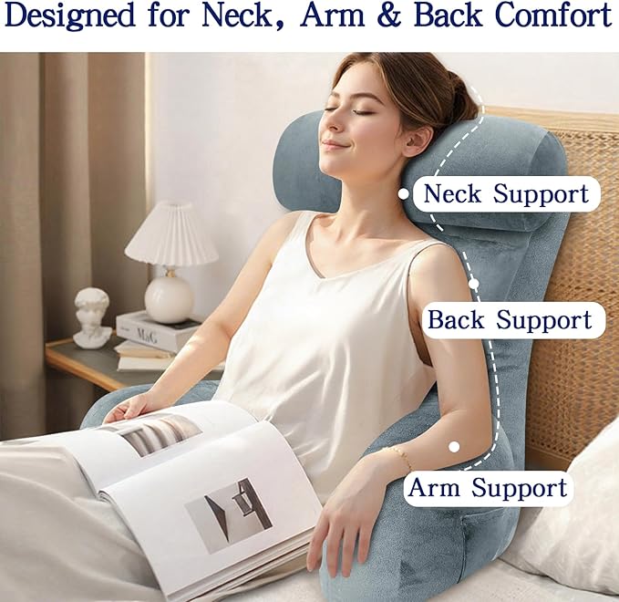Back Pillow for Bed Sitting Up, Reading Pillow, Extra Large Arm Pillows for Adults for Back Support,Bed Pillow for Sitting up for Watching TV/Gaming/Relaxing