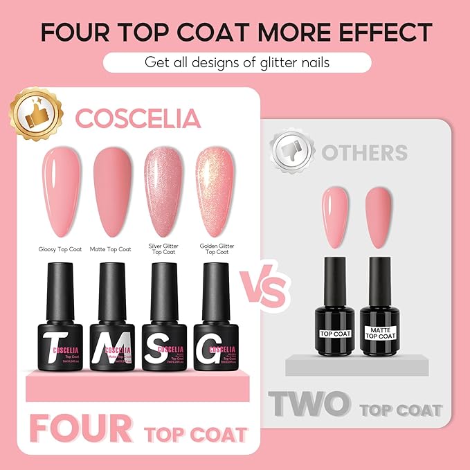 COSCELIA 52pcs Gel Nail Polish Kit with U V light 35 Colors Fall Gel Polish Set Cream Color Collection 5PC Top Base Coat Nail Art Manicure Kit for Beginners with Everything Gifts for Women