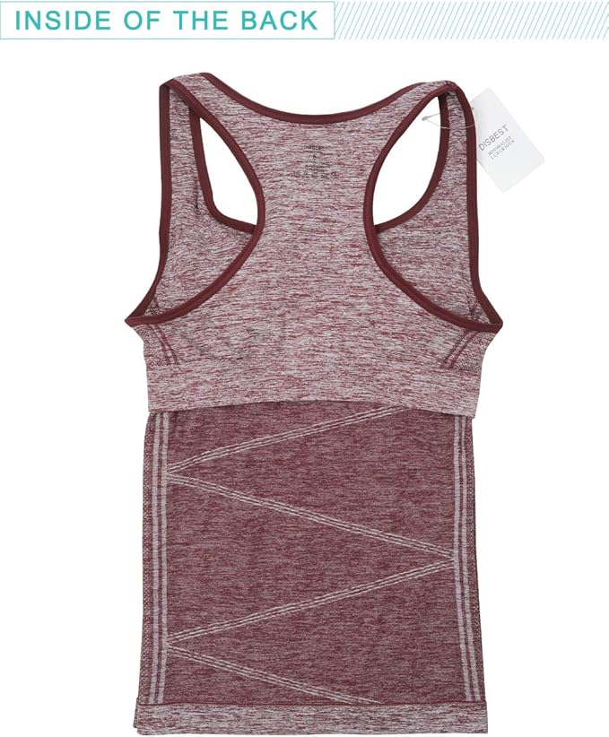Disbest Yoga Tank Top, Women's Performance Stretchy Quick Dry Sports Workout Running Top Vest with Removable Pads