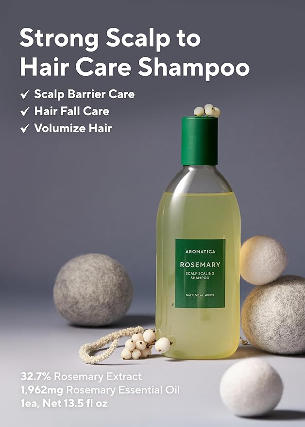 AROMATICA Rosemary Hair Care Gift Set - Shampoo for Hair Growth & Heat Protection, Leave-in Treatment & Scalp Treatment - Hair Care Kit for Women, Sulfate/Paraben Free For Men And Women