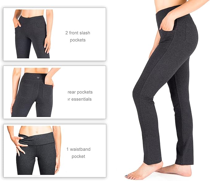 Yogipace,5 Pockets,25"/27"/29"/31"/33"/35"/37",Women's Straight Leg Yoga Dress Pants Workout Pants
