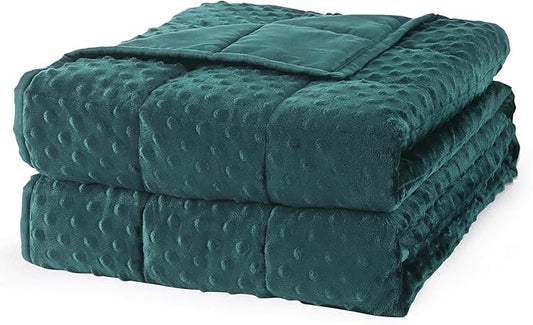 Mr. Sandman Weighted Blanket for Adults Queen Size 20 lbs, Soft Cooling Heavy Minky Blanket for Sleep, Washable Throw Blanket with Glass Beads, 60 x 80 Inches, Dark Green