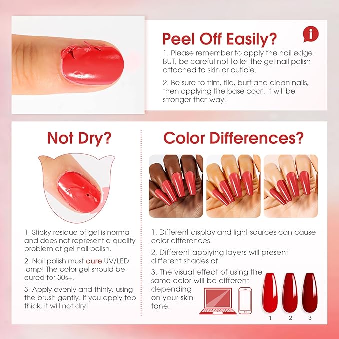 ROSALIND Christmas Red Gel Polish, 12 Colors Burgundy Glitter Red Nail Polish for Nail Art, Bloody Mary Collection Cherry Wine Colors Winter U V Gel Nail Polish Gift