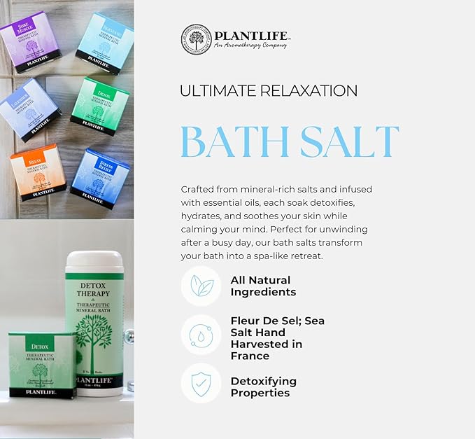 Plantlife Sore Muscle Therapy Bath Salts - Straight from The Plant Natural Aromatherapy Bath Salts - Balance, Calm, and Release Tension in The Body - Made in California 16 oz
