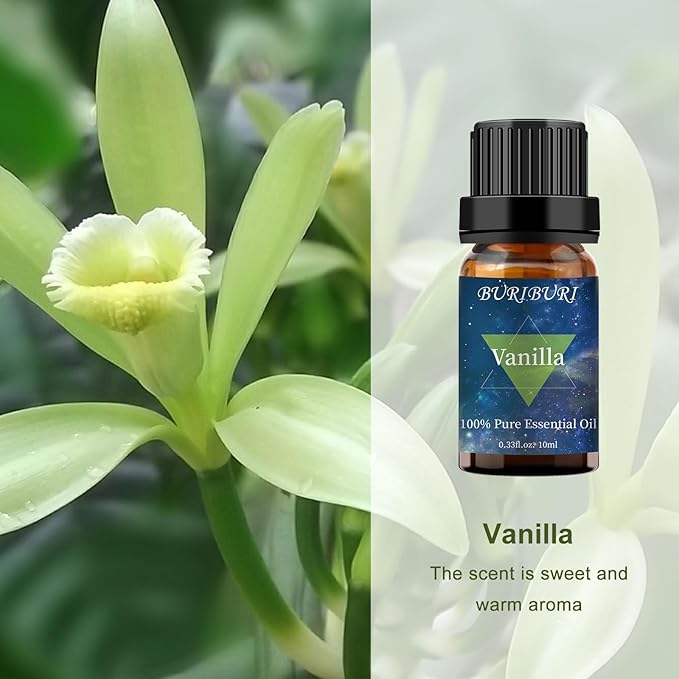 BURIBURI Vanilla Essential Oil, 100% Pure, Undiluted, Natural Aromatherapy Oil for Diffuser, Massage