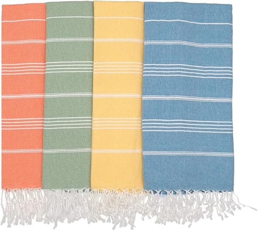 Oversized Turkish Beach Towel 38’’x71’’ - Set of 4 | 100% Turkish Cotton Lightweight Sand Free Quick Dry Pool Towels | Extra Large Bath Towels for Adults Beach Blanket Essentials