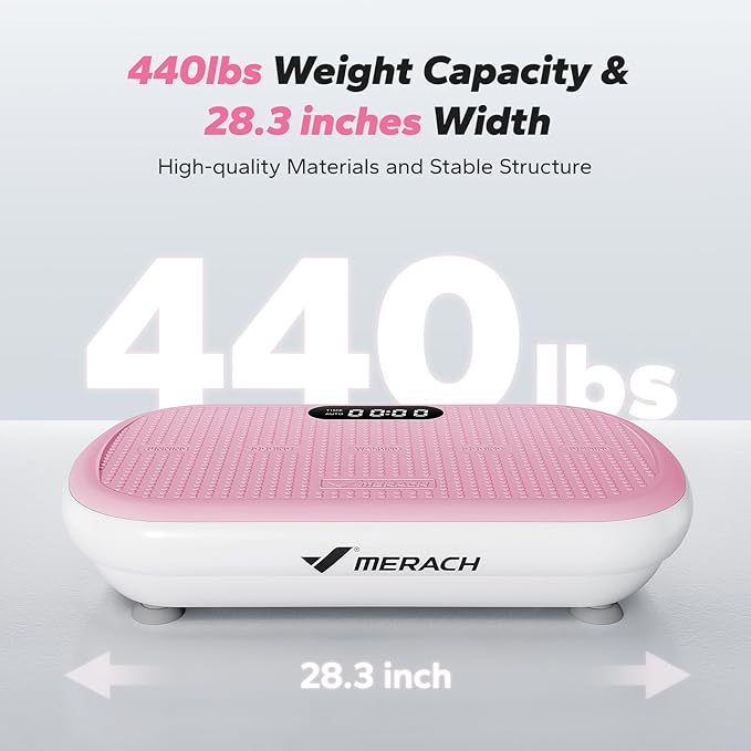 MERACH Vibration Plate Exercise Machine, Vibration Plate 440 Lbs Capacity, Bluetooth and Silicone Pedal, Stimulate Deep Fat, Vibration Plate for Lymphatic Drainage, Vibrating for Weight Loss