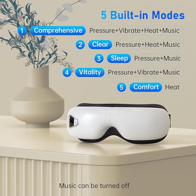 Eye Massager with Heat and Music. Eye Massage for Migraines.Father's Day Birthday Gifts for Mom Dad Women Men Her Him.Eye Mask Heated.Face Massager Mask
