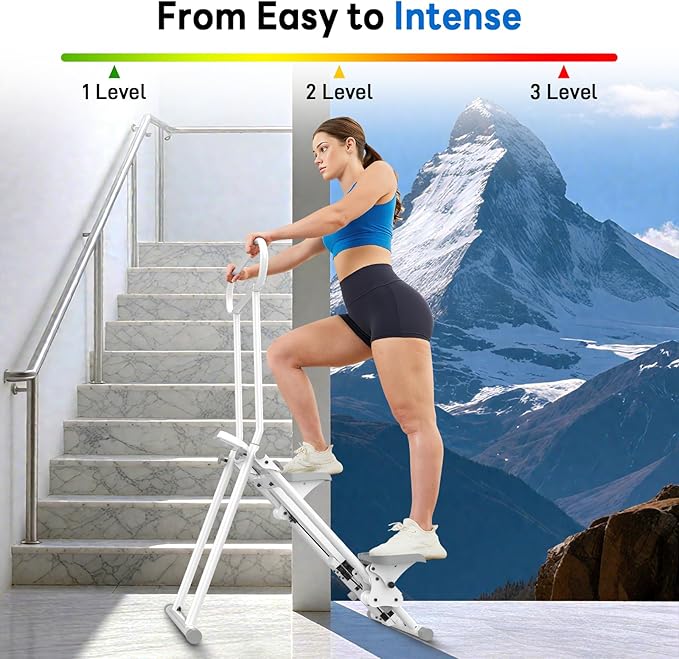 ERGOLIFE Stair Stepper with 3-Level Adjustable Resistance, 350lbs Upgrade Foldable Stairmaster Machine for Home Gym Workout, Cardio Stair Climber with Low Noise