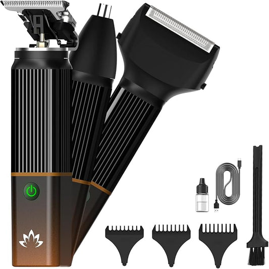 RESUXI Hair Clippers for Men T-Blade Trimmer Electric Shaver Razor Nose Hair Trimmer Set,Beard Grooming Kit 3 in 1 for Nose Ear Body Face Mustache,Father Gifts for Him