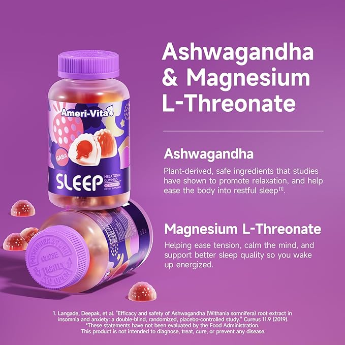 Melatonin Gummies 1.5mg for Adults: Extra Strength with L-Theronate,Ashwagandha,GABA,Lemon Balm and Chamomile for Supports Health Circadian Rhythm,Sleep Support Gummy Non-Habit Forming Strawberry