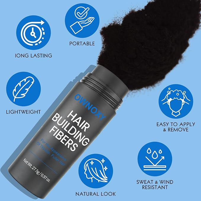 Hair Fibers for Thinning Hair - Hair Building Fibers for the Appearance of Thicker, Fuller Hair, Hair Thickening Fibers for Men and Women - Easy to Apply & Remove, 27.5g/ 0.97oz (Gray)