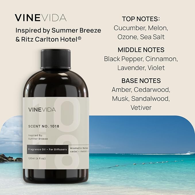 VINEVIDA (32oz) Hotel Fragrance Collection Diffuser Oil - Cold Air Diffuser for Home - Scent No.1018 Inspired by Ritz Carlton