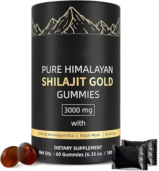 8-in-1 Herbal Supplement with Himalayan Shilajit, Ashwagandha, Rhodiola Rosea, Ginseng, 15250mg | Natural Dietary Supplement (60 Gummies, Shilajit Gummies)