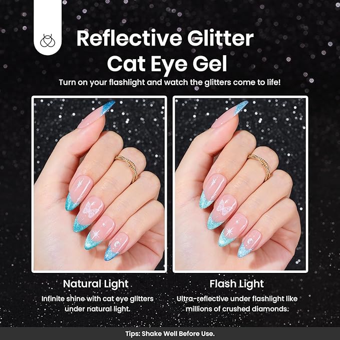 beetles Cat Eye Gel Polish Set - Floral Verses 20 Colors Fall Winter Gel Polish Kit, Blue Pink Purple Green Shimmer Nail Colors, with Magnet Stick Glossy & Matte Gel Top Base Coat UV Gifts for Women