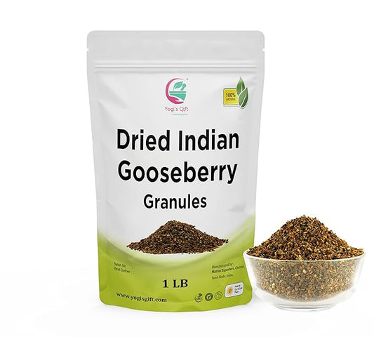 Dried Amla/Gooseberry Cut & Sifted 1 LB | Rich in Vitamin C, Fibre | Phyllanthus emblica | by Yogi's Gift®