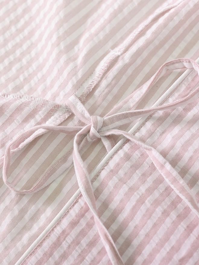Latuza Women's Seersucker Robe Cotton Bathrobe with Pockets