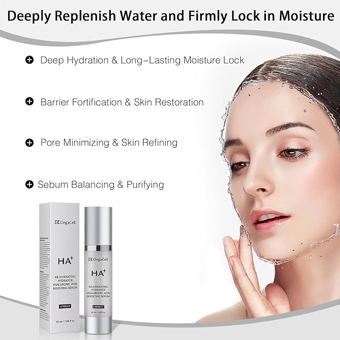 HA Rejuvenating Hydrator Hyaluronic Acid Serum for Face, Deep Hydrating Serum Made with Niacinamide and Ceramides