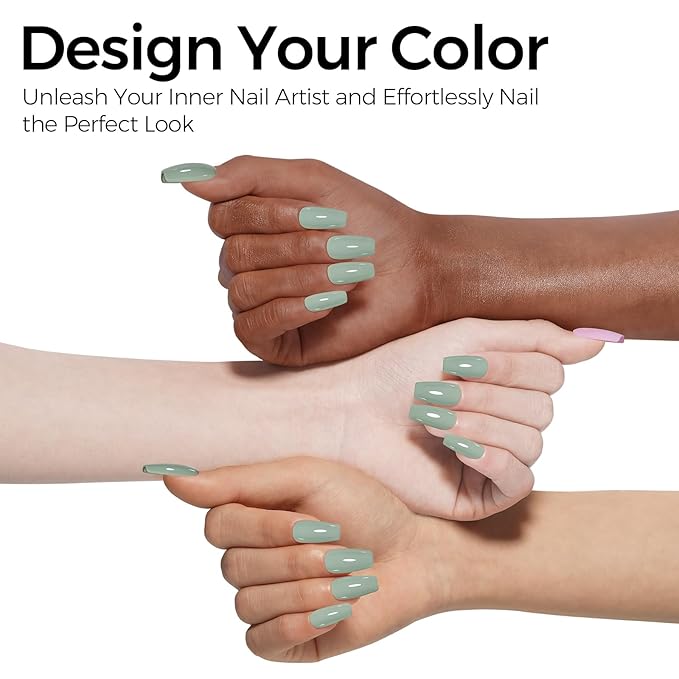 TOMICCA Sage Green Gel Polish, Emerald Olive Green Nail Polish, Soak Off UV Cure Eucalyptus Pastel Gel Polish for Nail Art Manicure Salon DIY