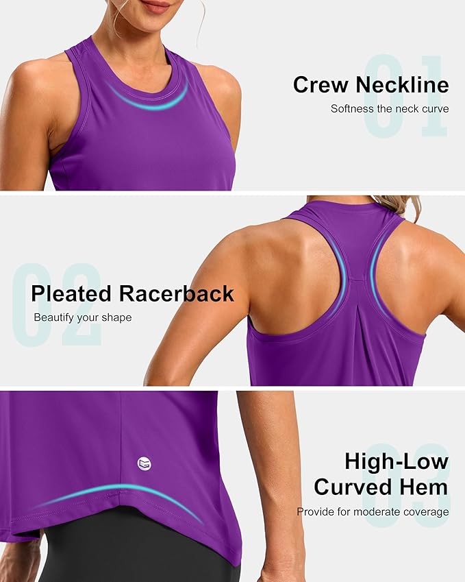 G Gradual Women's Workout Tank Tops Racerback Athletic Yoga Tops Loose Fit Sleeveless Running Gym Sports Shirts for Women