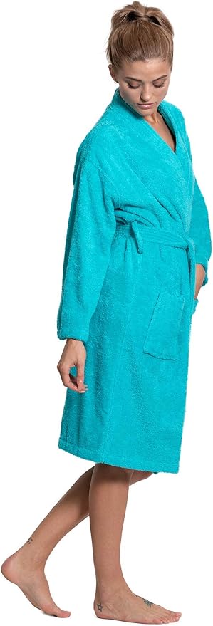 Turkuoise Soft & Absorbent Towel Robe, 100% Cotton Turkish Terry Cloth Kimono Bathrobes for Women