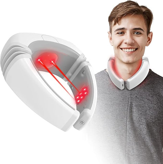 Red Light Therapy for Neck Pain Relief, Cold Laser Therapy Device, 650nm and 808nm Infrared Light Therapy Device, Cordless Neck Cervical Spine Alignment Spondylosis Heated Device