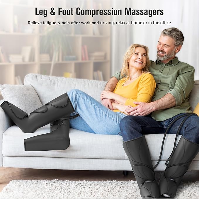 FIT KING Leg Massager for Circulation Air Compression Leg and Foot Massager to Relieve Pain Swelling Edema with Handheld Controller - 3 Intensities 2 Modes - Great Gift for Wife Mom and Friend
