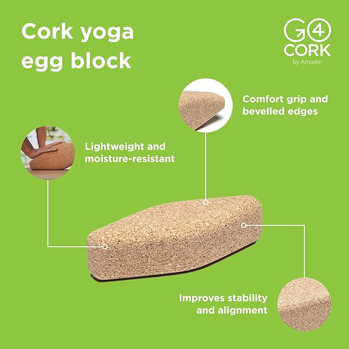 Go4Cork Cork Yoga Block for Yoga, Pilates & Meditation | Non-Slip, Hypoallergenic, Sustainable, Non-Toxic Yoga Block