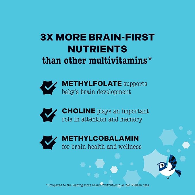 Best Nest Wellness Mama Bird Prenatal Multi Plus - Prenatal Care Supplement Supports Brain & Digestive Health - Vegan Multivitamin with L-Methylfolate, Probiotics & More - 30 Caplets (30 Servings)