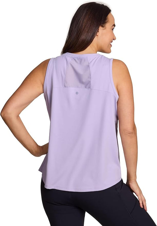 RBX Active Women's Workout Top with Breathable Mesh Panels, Quick Drying Gym Running Tank Top with Plus Sizes