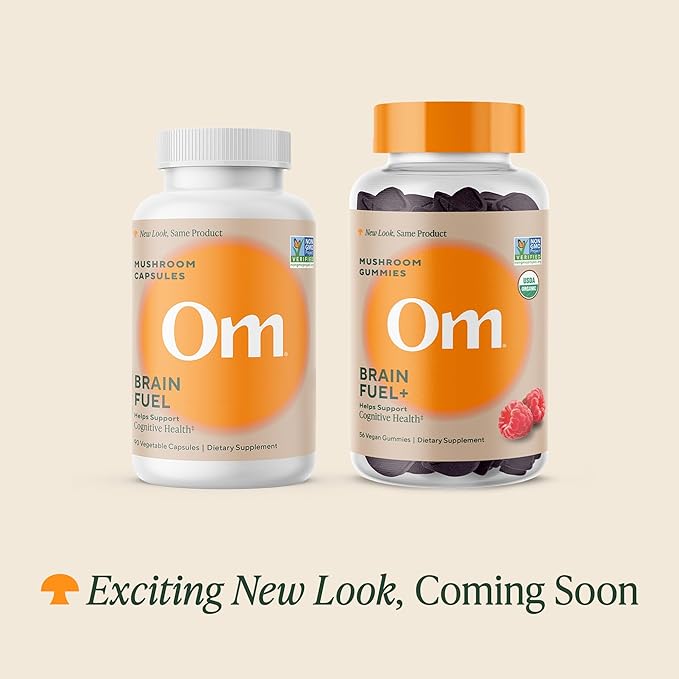 OM MUSHROOM SUPERFOOD Organic Mushroom Gummies – Functional Adaptogen Supplements for Immune Health, Energy, Gut Support & Stress Relief - Lion’s Mane Blend – Brain Fuel – Raspberry Flavor | 56 Count